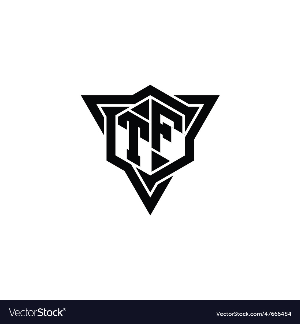 Tf logo monogram hexagon shape with triangle