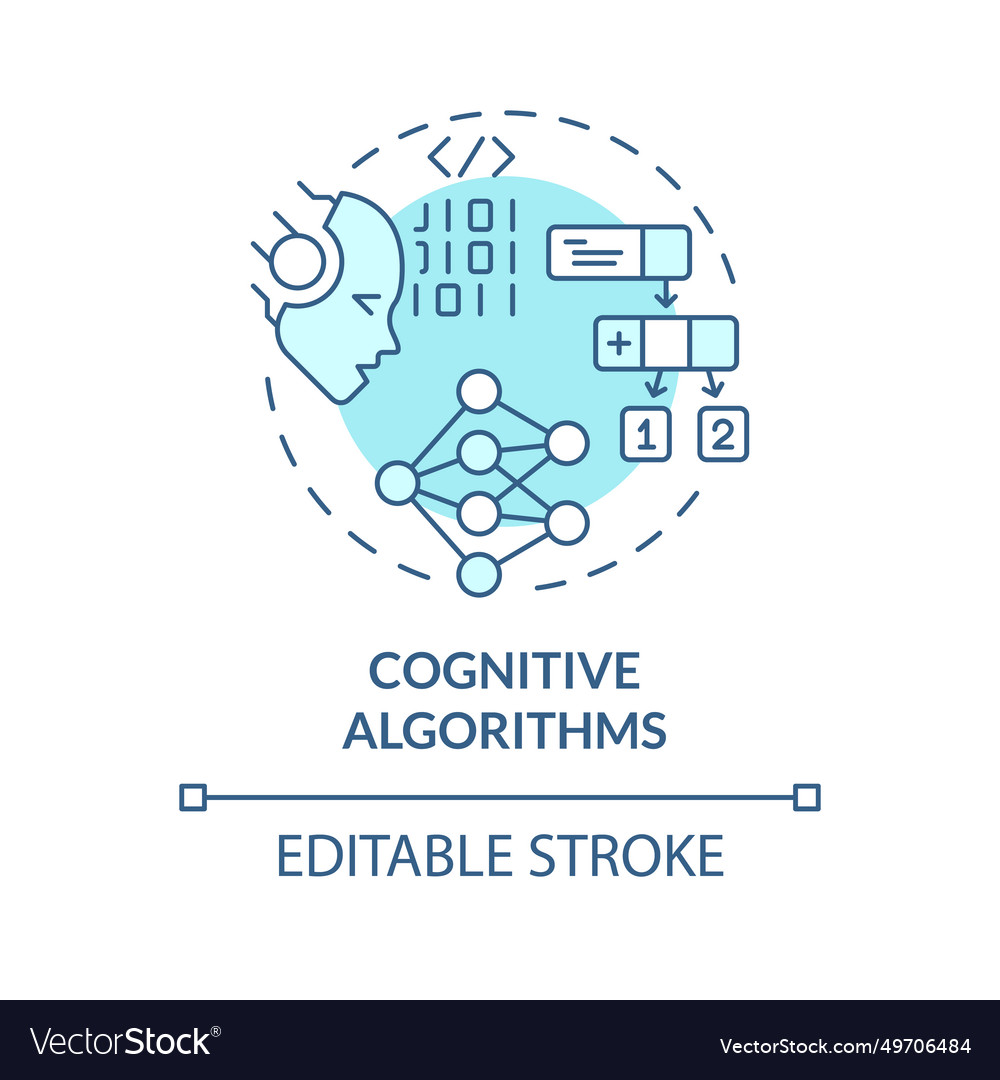 Thin line simple blue cognitive algorithms icon vector image Thin line simple blue cognitive algorithms icon