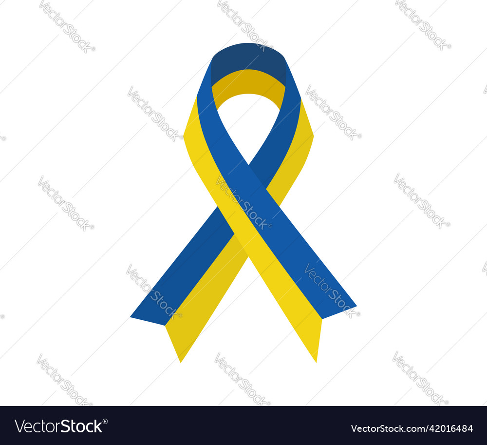 Ukrainian ribbon stay with ukraine vector image Ukrainian ribbon stay with ukraine