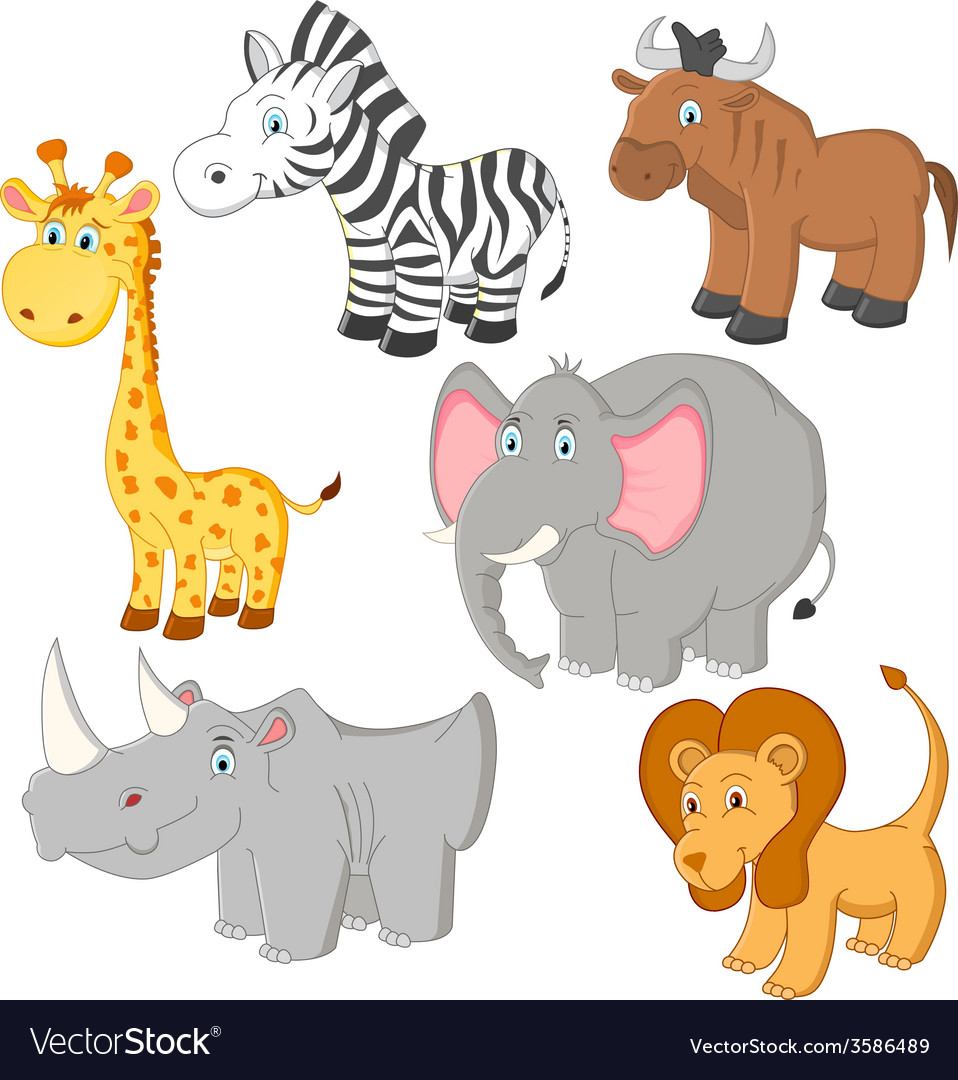 Cartoon african animals Royalty Free Vector Image