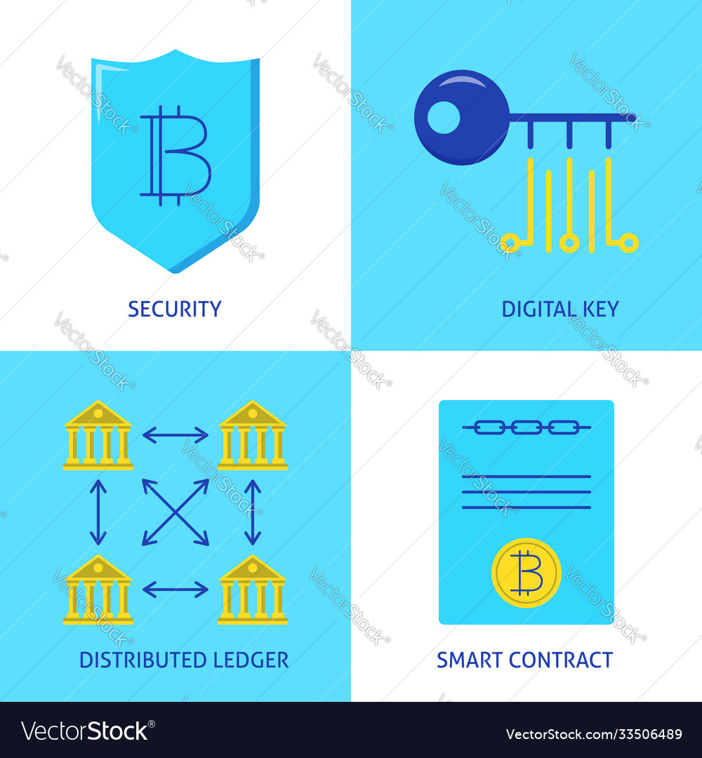 Cryptocurrency transactions icon set in flat style vector image Cryptocurrency transactions icon set in flat style