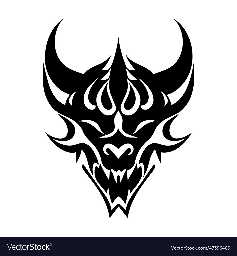 Devil head black and white icon Royalty Free Vector Image