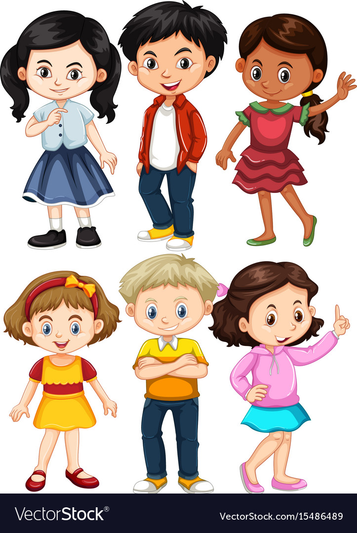 Different Characters Of Boys And Girls Royalty Free Vector