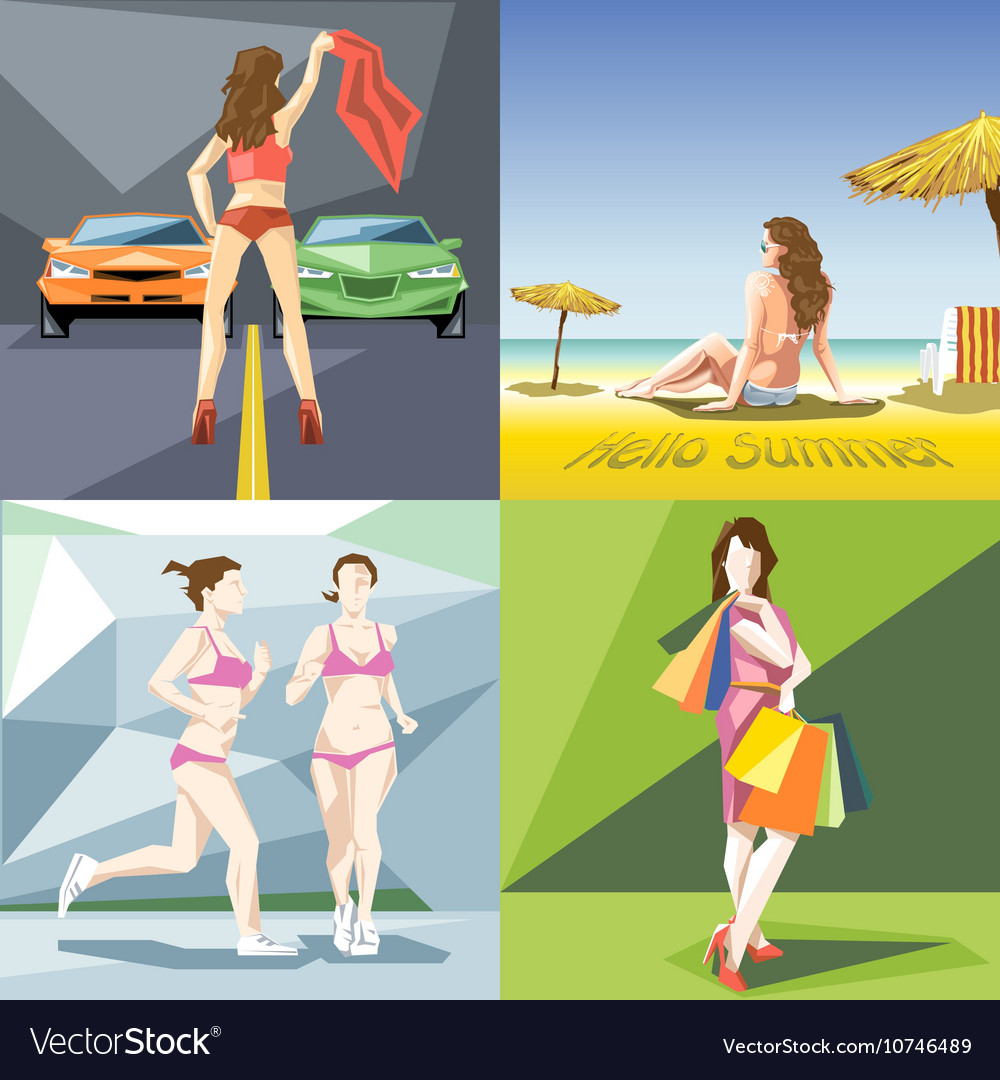 Digital girl and woman at the beach