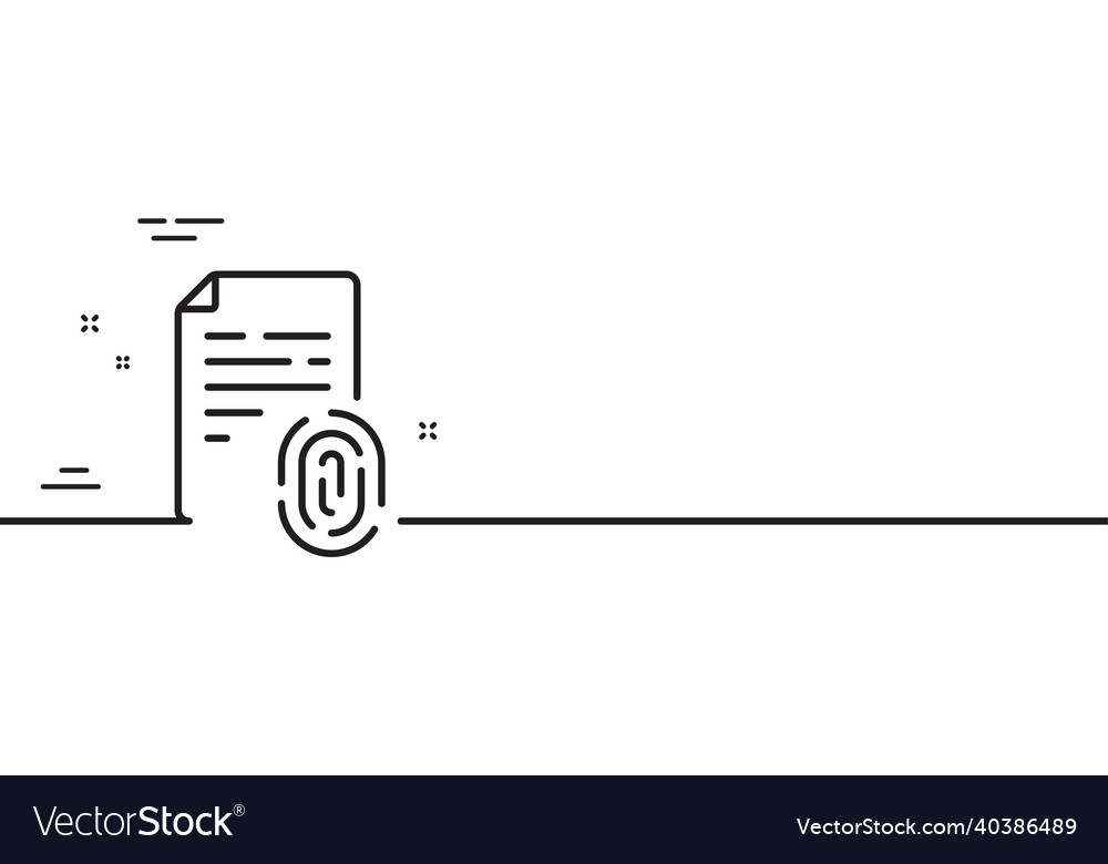 Fingerprint document line icon finger print scan vector image Fingerprint document line icon finger print scan