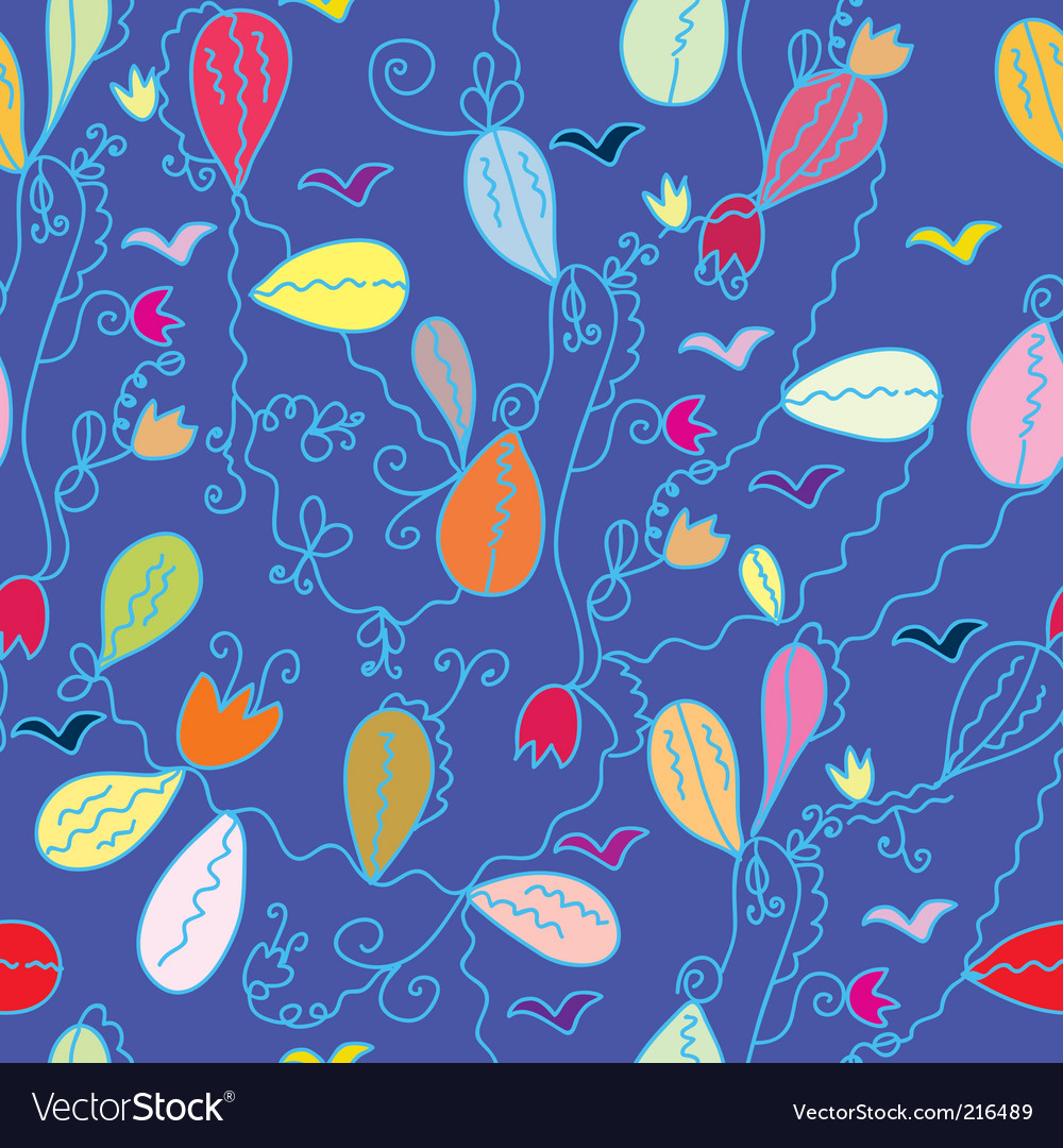 Floral cartoon seamless pattern