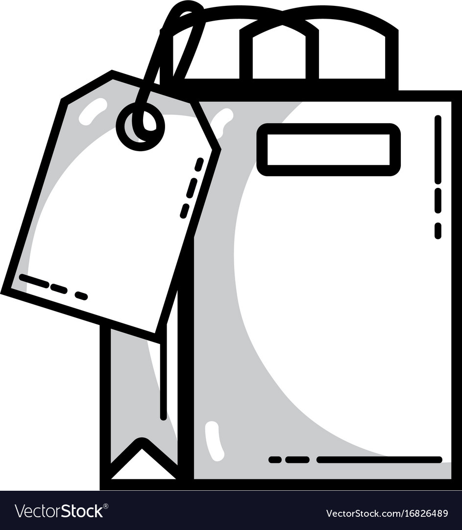 Line Shopping Bag With Tag To Marketing Strategy Vector Image