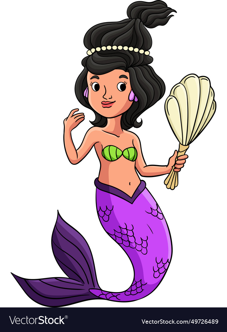 Mermaid hält eine Shell Spiegel Cartoon Clipart