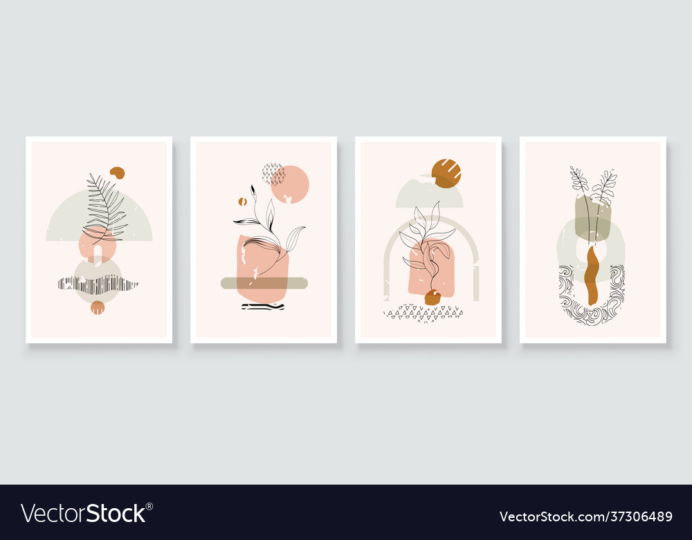 Modern Abstract Art Botanical Wall Boho Royalty Free Vector