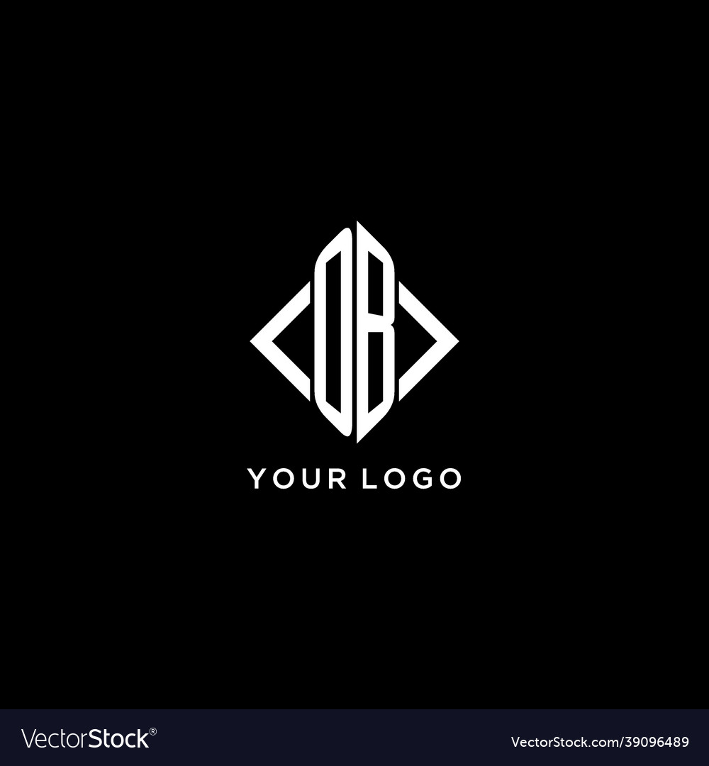 Ob initial monogram with rhombus shape logo design Vector Image Ob initial monogram with rhombus shape logo design