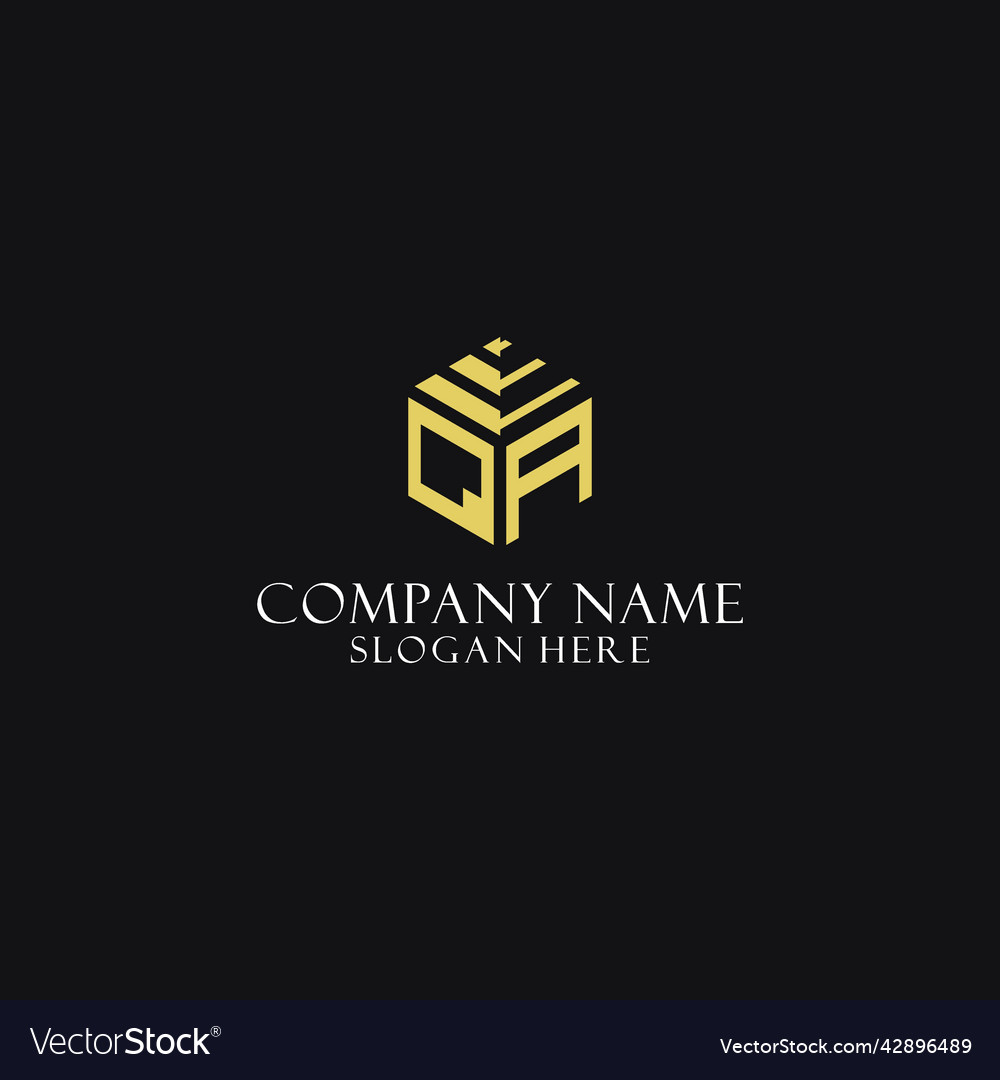 Qa initial monogram with hexagon shape logo Vector Image Qa initial monogram with hexagon shape logo