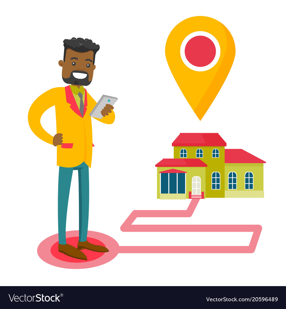 Real estate agent and house with map pointer