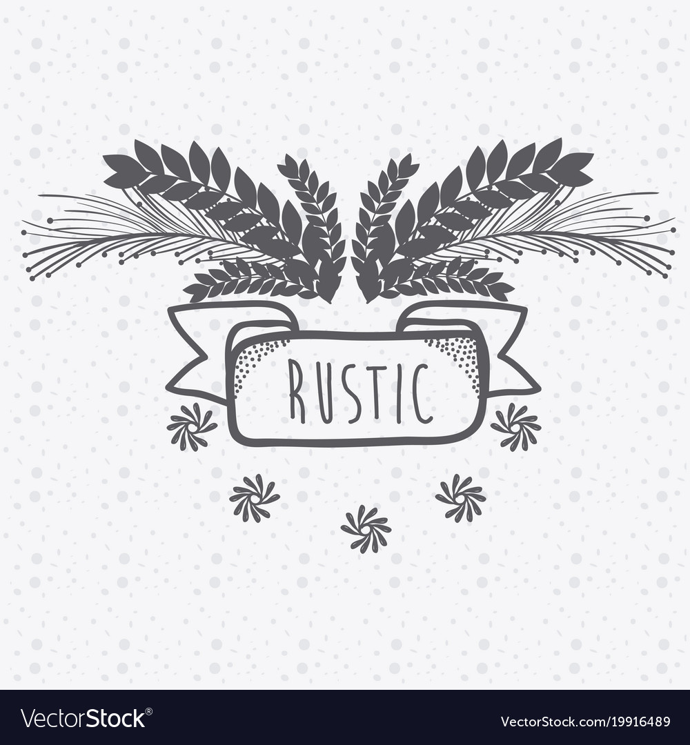 Rustic Ribbon Banner With Flowers Hand Drawn Vector Image