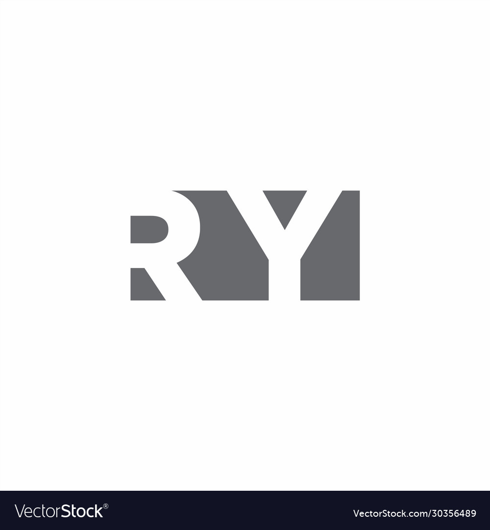 Ry logo monogram with negative space style design Vector Image