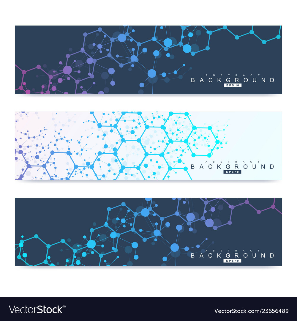 Scientific set of modern banners dna