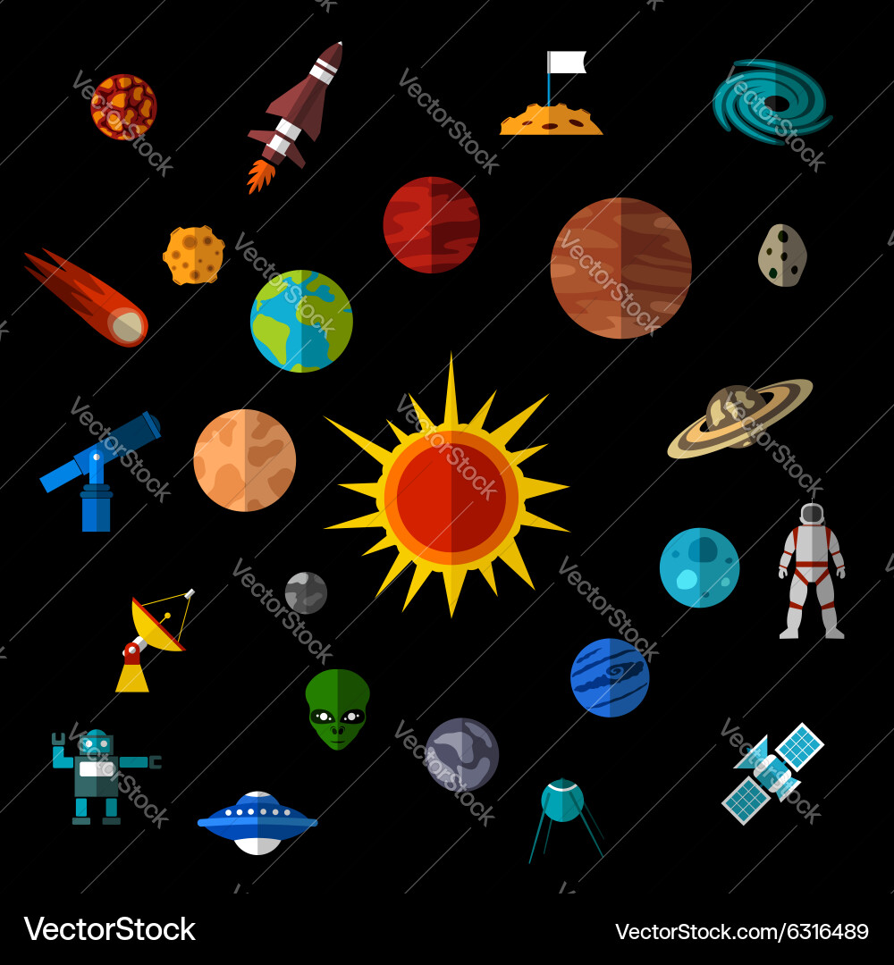 Space icons set Royalty Free Vector Image - VectorStock