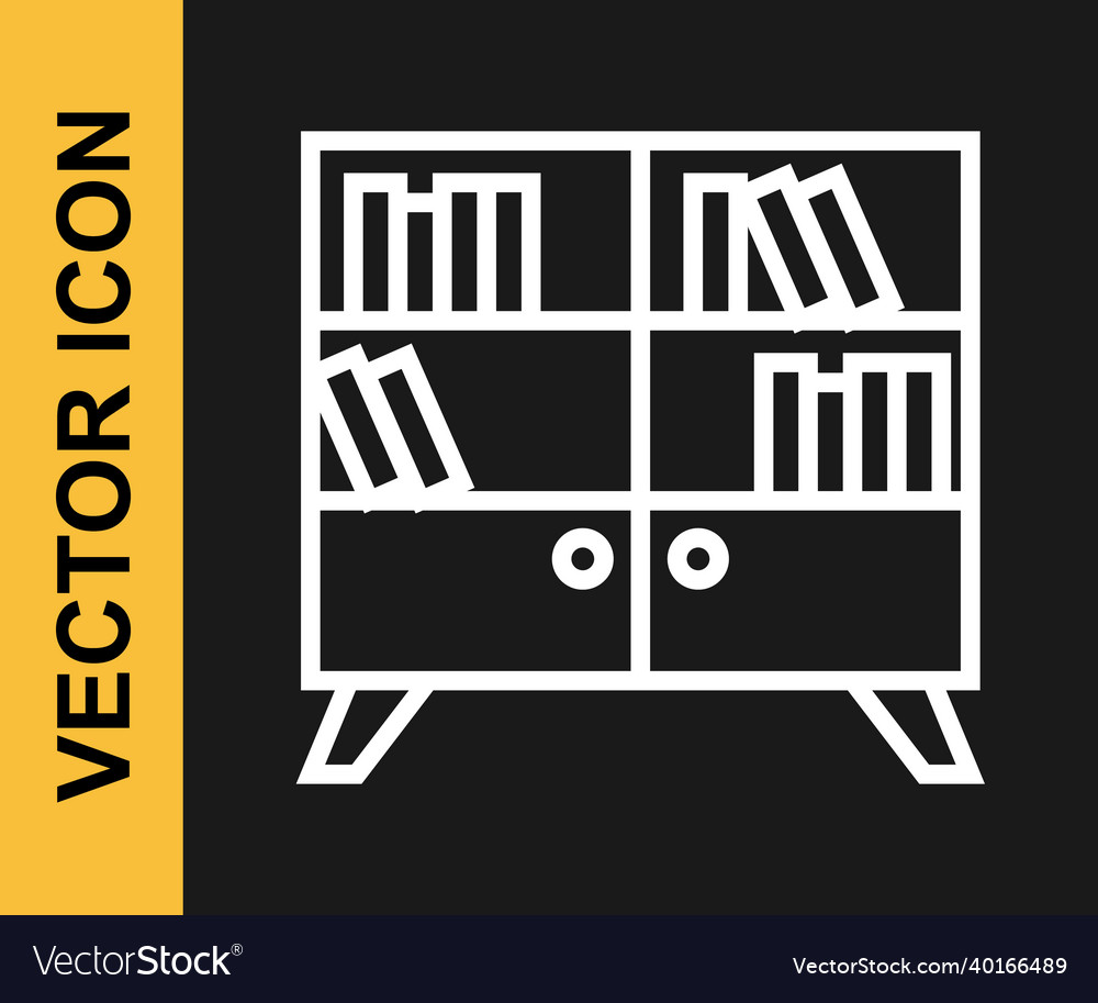 White line library bookshelf icon isolated Vector Image White line library bookshelf icon isolated
