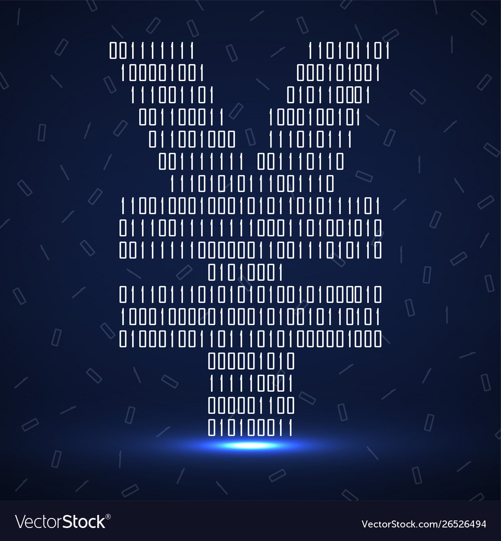 Abstraktes Zeichen yuan binäre Code mit Neonlicht vector image Abstraktes Zeichen yuan binäre Code mit Neonlicht