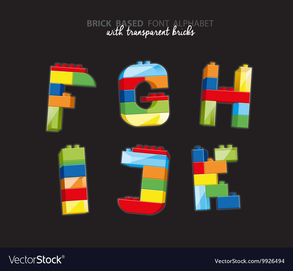 Alphabet created from playing bricks with some