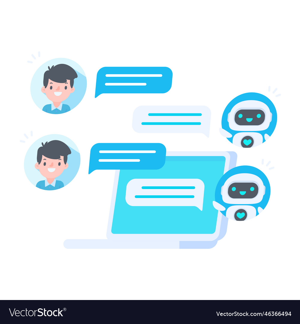 Auto reply system with intelligent robots provide vector image Auto reply system with intelligent robots provide