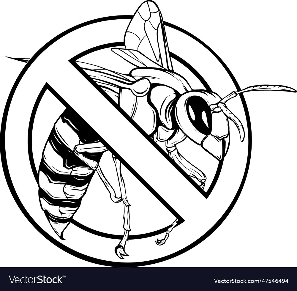 Bee outline black and white Royalty Free Vector Image