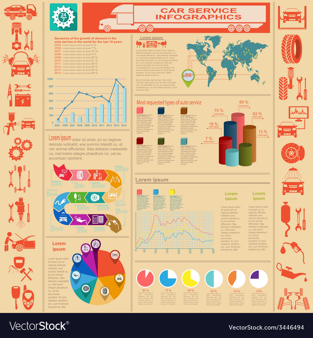 Car service repair infographics Royalty Free Vector Image