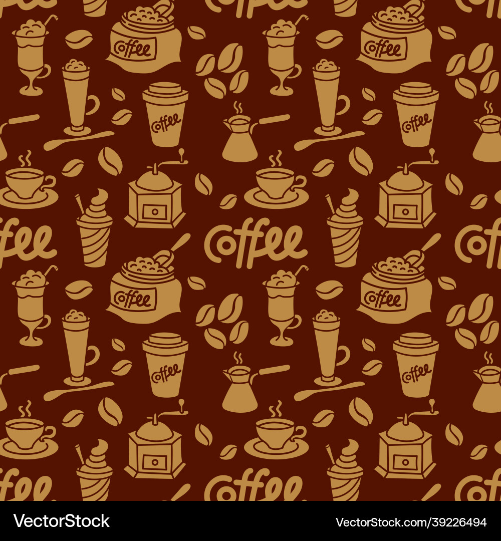 Coffee drinks seamless pattern Royalty Free Vector Image