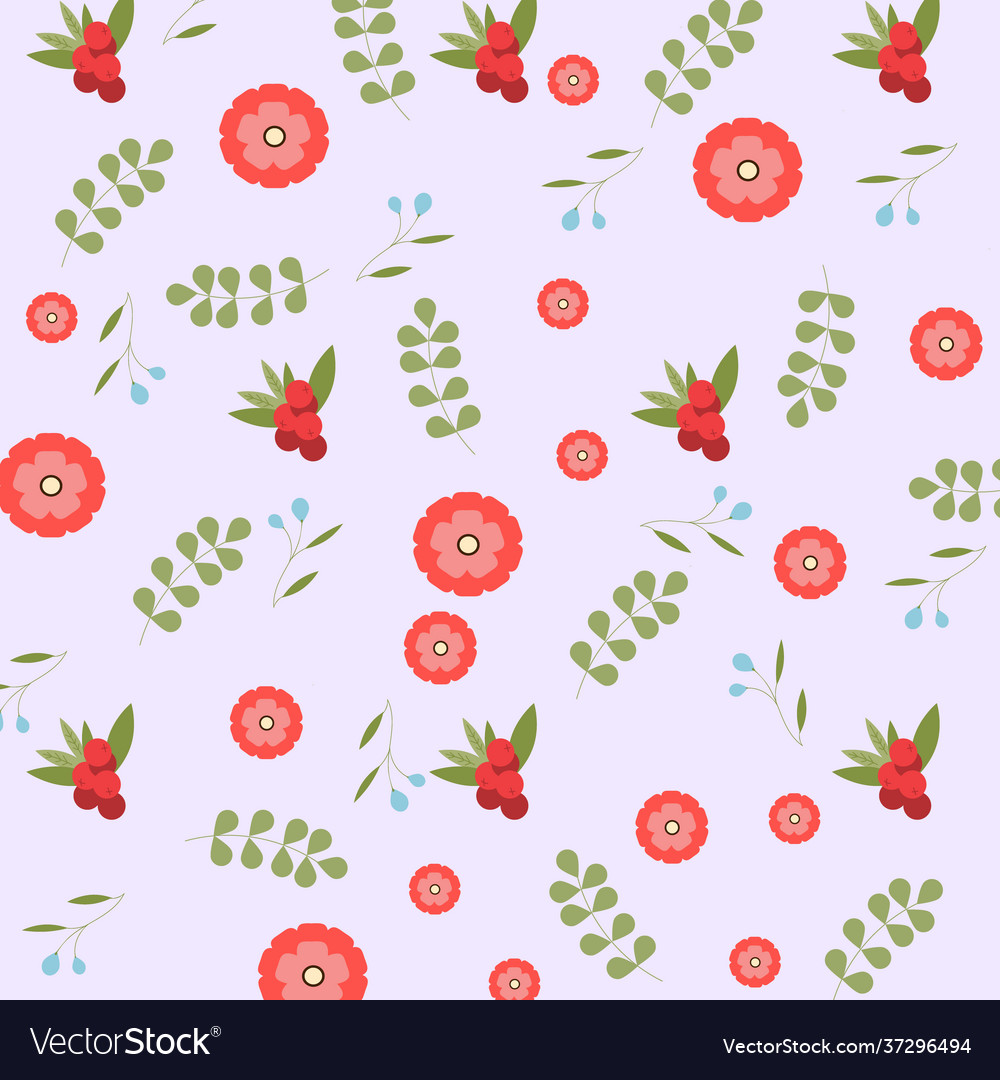 Floral pattern with cute red flowers motif