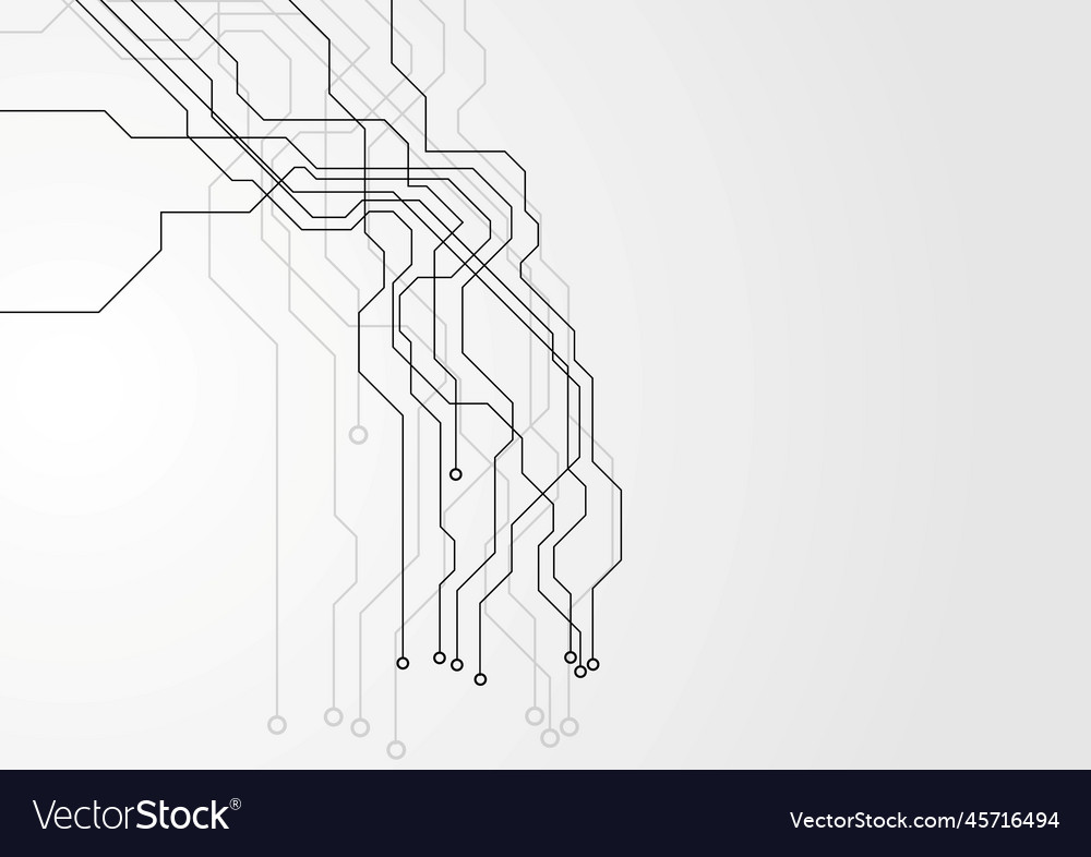 Grey hi-tech circuit board background vector image Grey hi-tech circuit board background