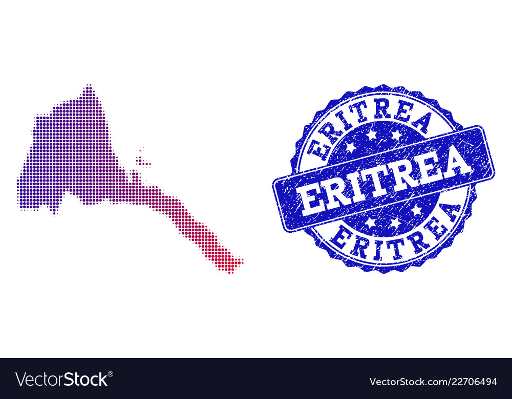 Halftone gradient map of eritrea and grunge seal vector image Halftone gradient map of eritrea and grunge seal