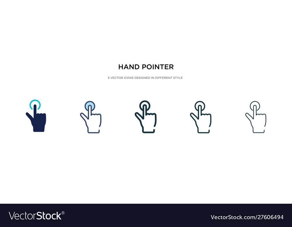 Hand pointer icon in different style two colored vector image Hand pointer icon in different style two colored