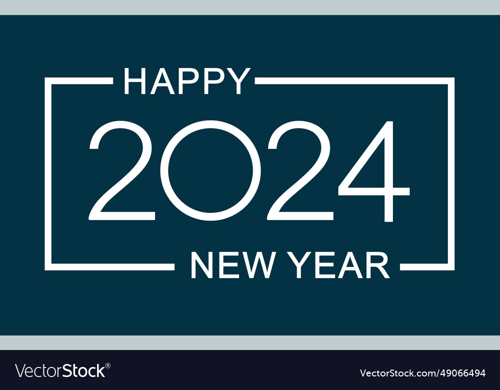 Happy New Year 2024 Greeting Card Design Isolated Vector Image