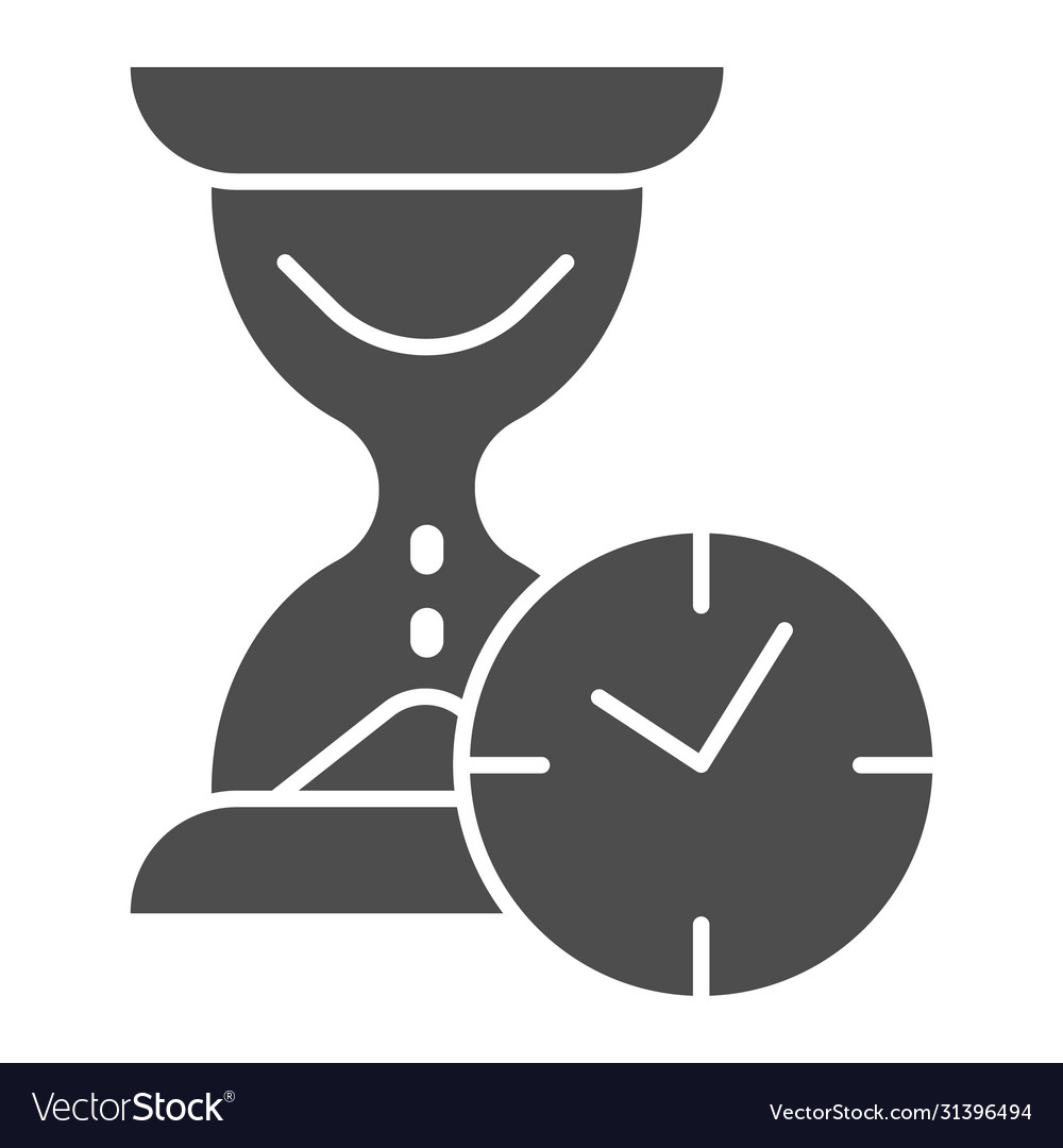 Hourglass with clock solid icon time passing Vector Image Hourglass with clock solid icon time passing