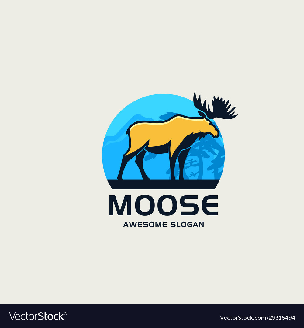 Logo moose pose mascot cartoon style Royalty Free Vector