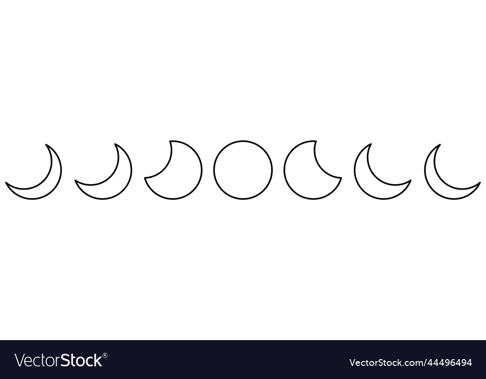 Moon line icon set phases astronomy icons Vector Image