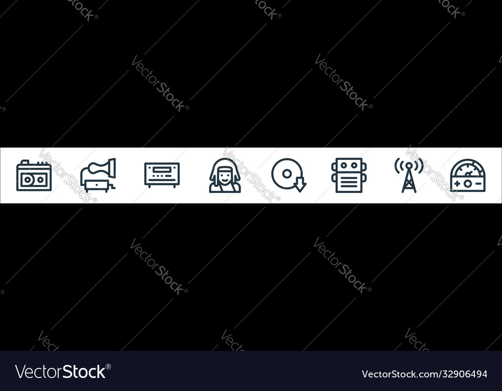 Music line icons linear set quality