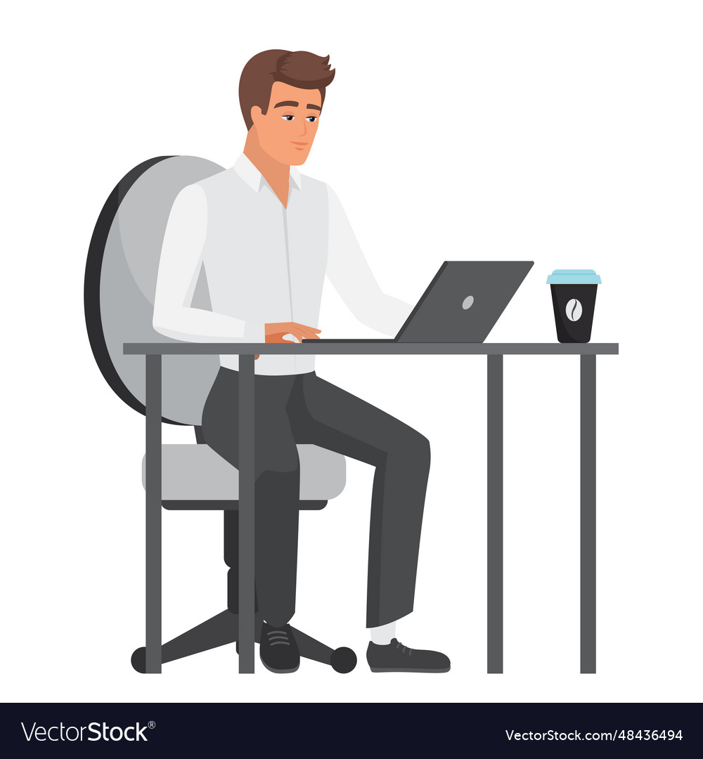 Office employee man at working table Royalty Free Vector