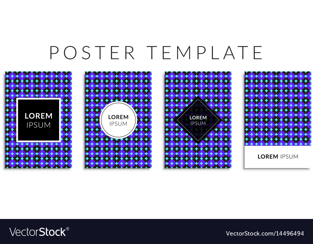 Poster set with blue color circle shape pattern
