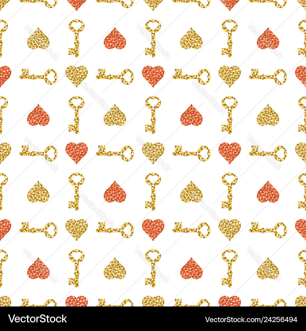 Seamless valentines pattern with golden Royalty Free Vector