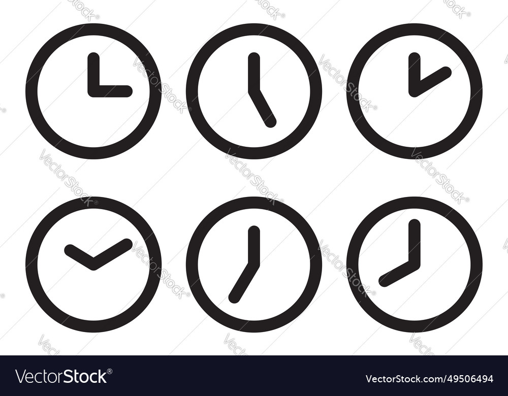 Set clock icon time line graphic design elements vector image Set clock icon time line graphic design elements