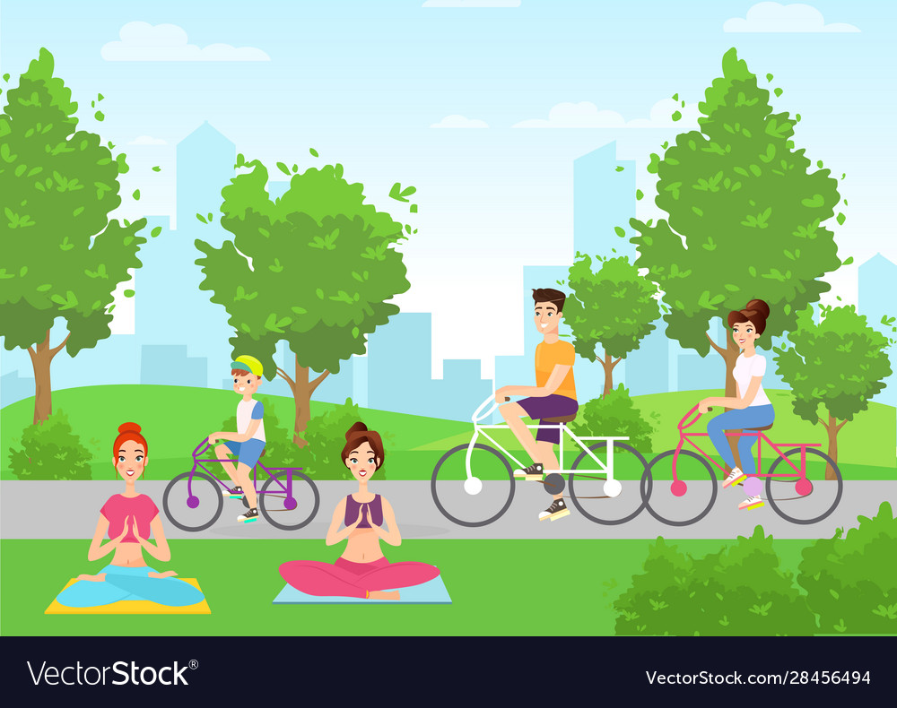 Summer outdoor activities flat Royalty Free Vector Image