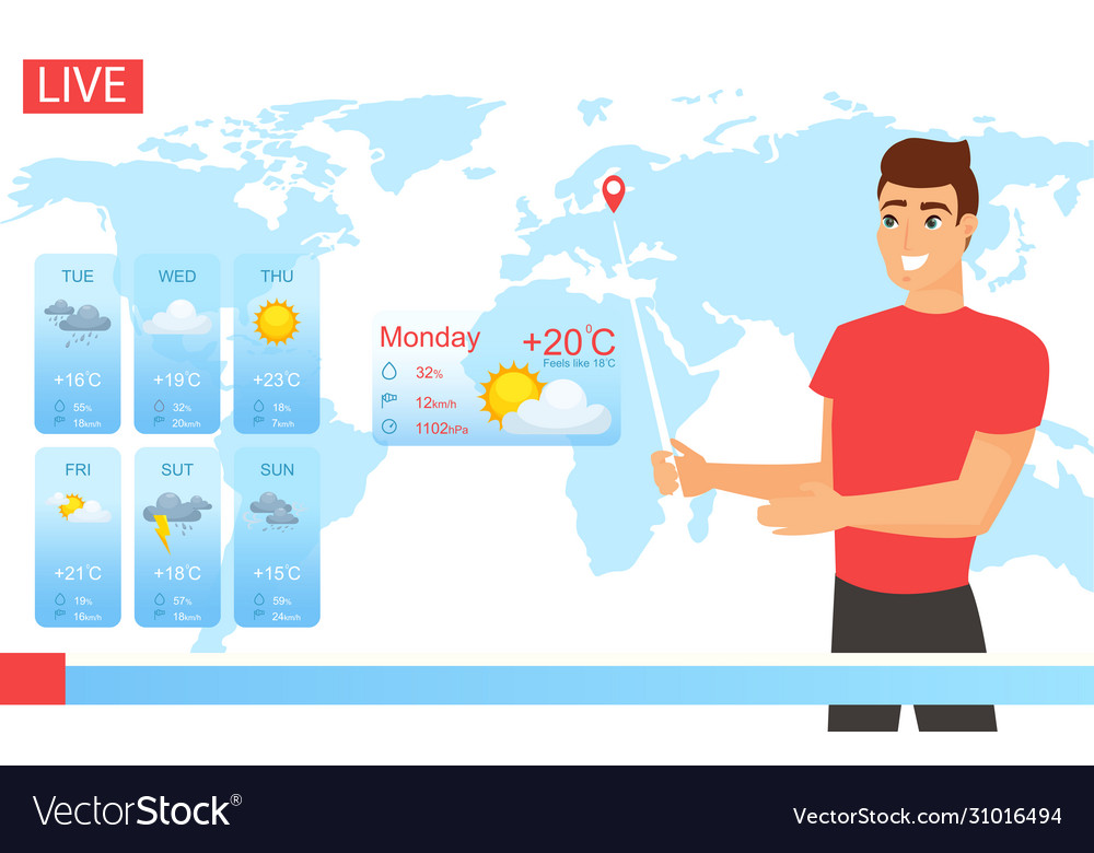 Tv weather forecast report Royalty Free Vector Image