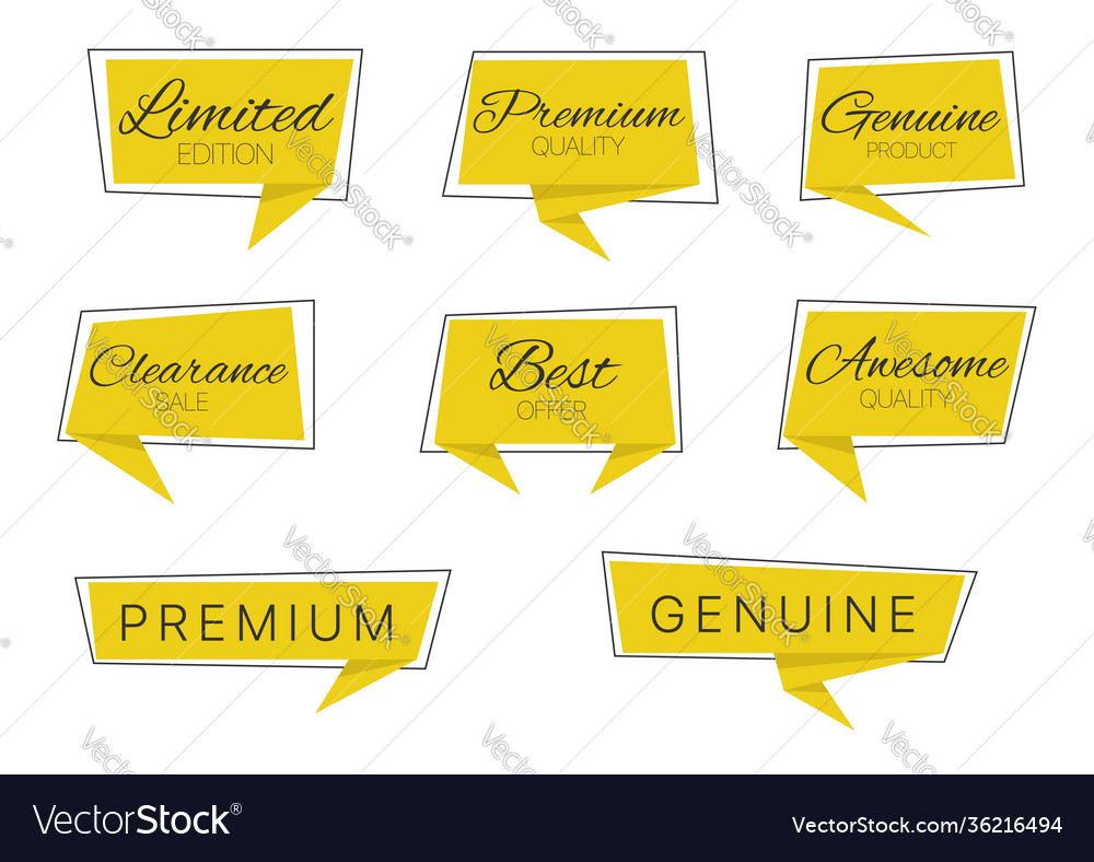 Yellow trendy paper label set