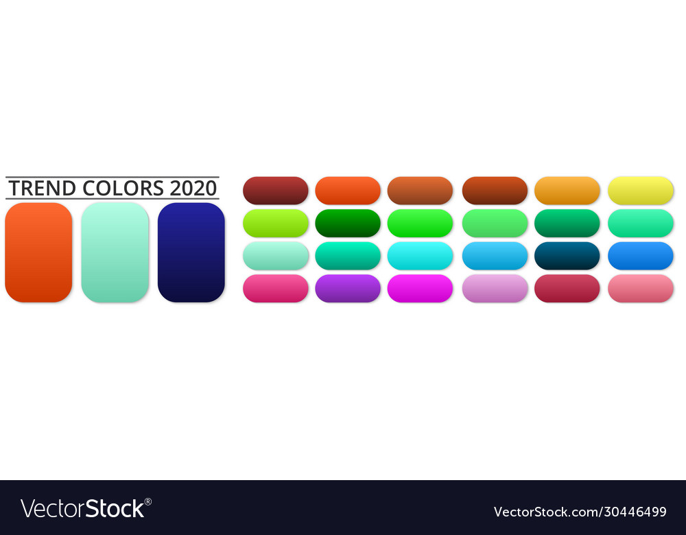 2020 color trend palette set gradients Royalty Free Vector