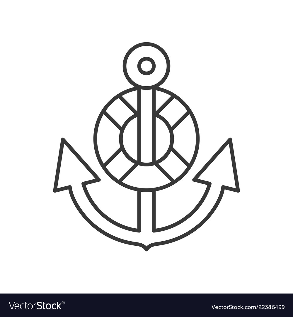 Anker ein Schwimmring Umriss Icon auf weiß