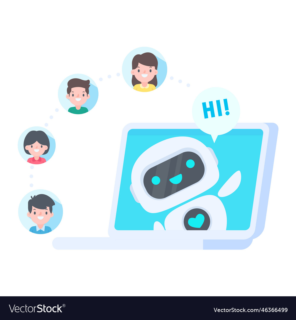 Auto reply system with intelligent robots provide vector image Auto reply system with intelligent robots provide