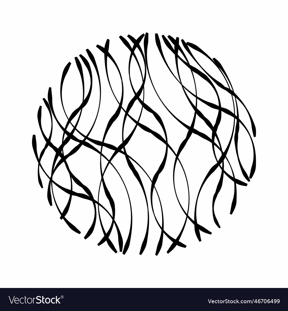 Ball of wavy lines abstract geometric shapes