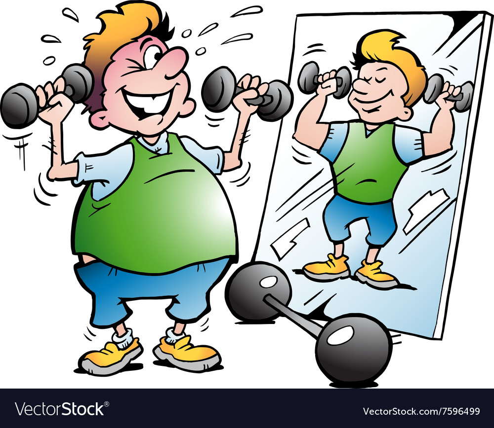 Cartoon of a fat motion man making fitness Vector Image