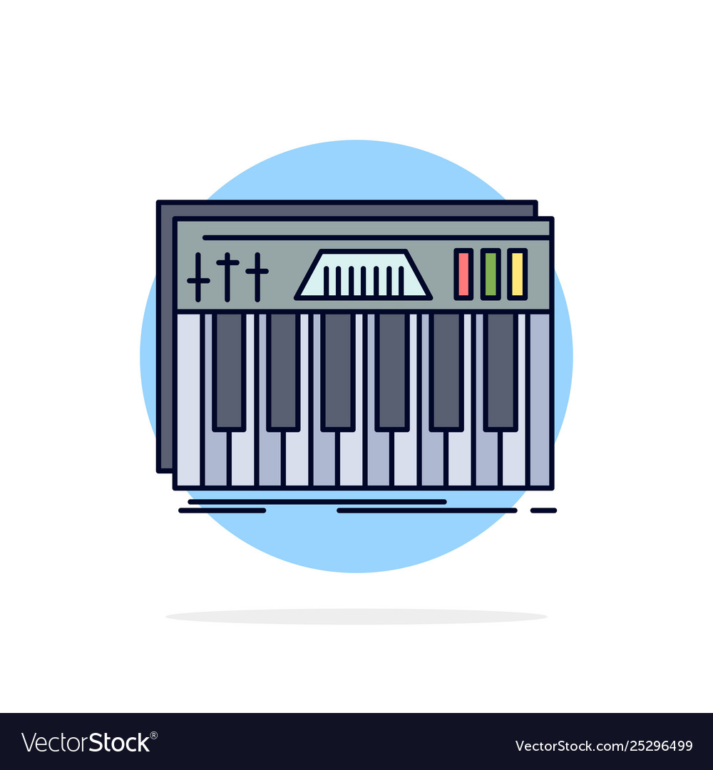 Controller keyboard keys midi sound flat color vector image Controller keyboard keys midi sound flat color