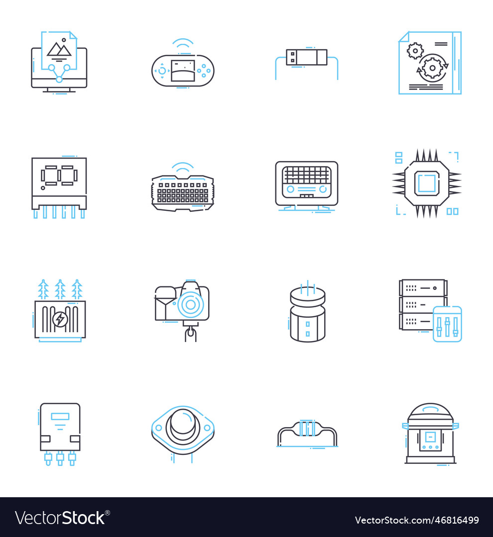 Digital instruments linear icons set synthesizer Vector Image Digital instruments linear icons set synthesizer